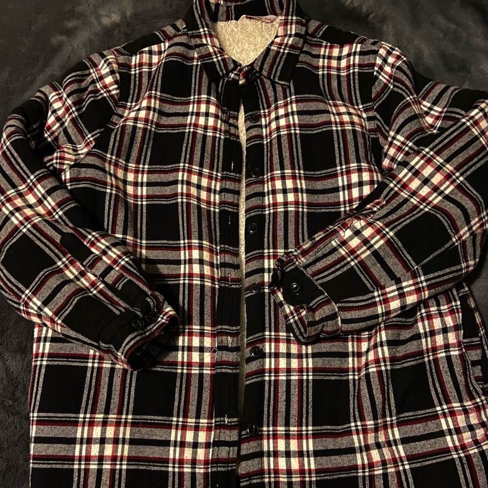 Plaid sherpa lined jacket